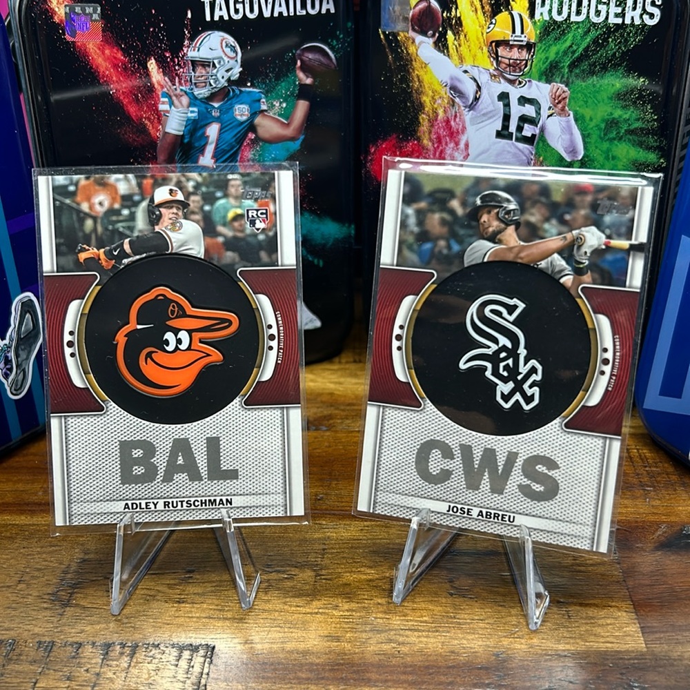 Jose Abreu, Adley Rutschman commemorative team logo patch relic cards
